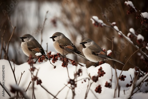 Winter birds in a natural setting. Generative AI