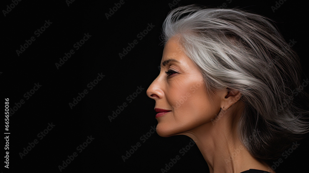 Portrait of a Mature Beautiful Woman on a clean Background with Space for Copy Portrait of a Mature Beautiful Woman on a clean Background with Space for Copy