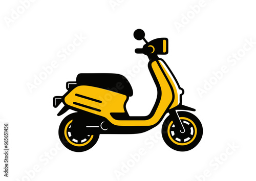 Vector Illustration of a Classic vespa scooter with lines drawing for logo icon  black and white 