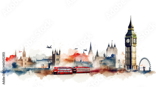 Stunning London Illustration Featuring Iconic Landmarks, Perfect for Your Design Projects and Travel-Themed Creations