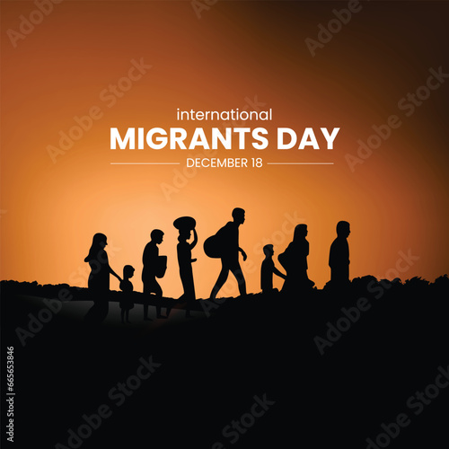 International Migrants Day. Migrants day creative concept.  photo