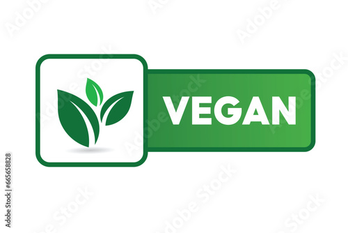 Vegan green icon on white background vegan food sign with leaves