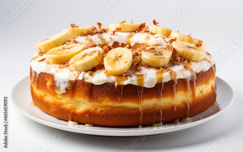 Banana Cake on a White Background