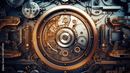 A close-up of a mechanical clock is a glimpse into the inner workings of time. The gears and wheels are intricate and complex, and they work together in perfect harmony to keep the time ticking.