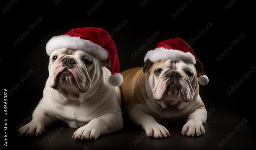 dogs in santa hats