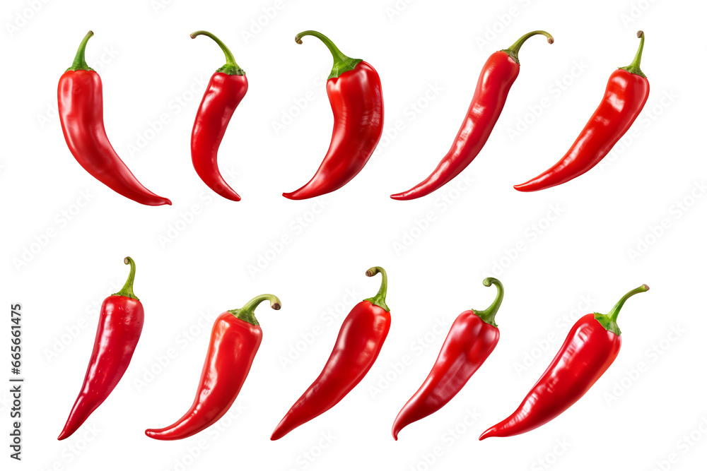 red chili peppers collection isolated on a transparent background red chili peppers collection isolated on a transparent background
