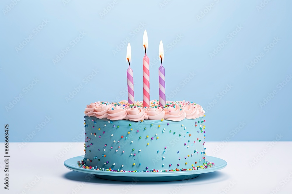 Colourful birthday cake with candles. AI Generated Colourful birthday cake with candles. AI Generated