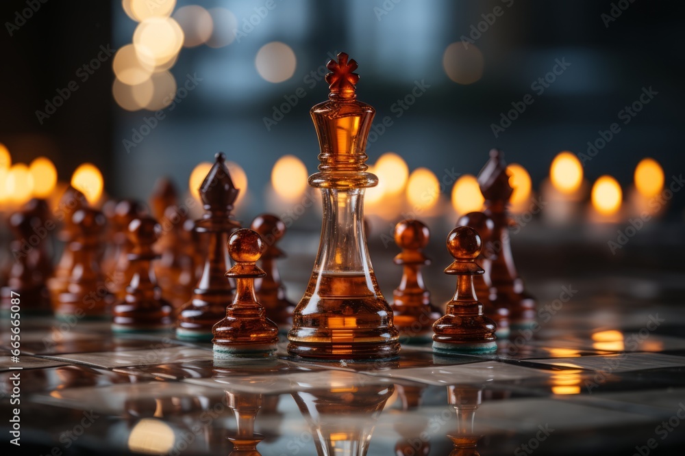 Chess pieces on the table Chess pieces on the table