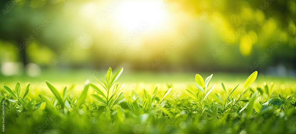 Essence of nature. Sunlit tea plantation. Morning glow on lush plantation. Verdant farm. Closeup perspective Essence of nature. Sunlit tea plantation. Morning glow on lush plantation. Verdant farm. Closeup perspective