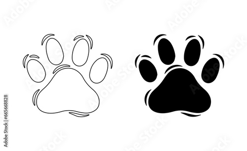 фотографія Cat paw foot print on white