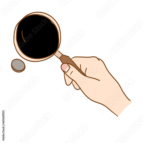 labtools_lab equipment_laboratoty_magnifying glass with hand_svg file