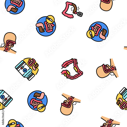 gastroenterologist doctor stomach vector seamless pattern thin line illustration