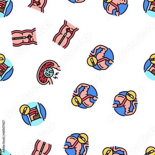 gastroenterologist doctor stomach vector seamless pattern thin line illustration