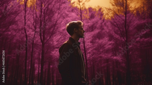 Cinematic Shot of a Man in the Forest