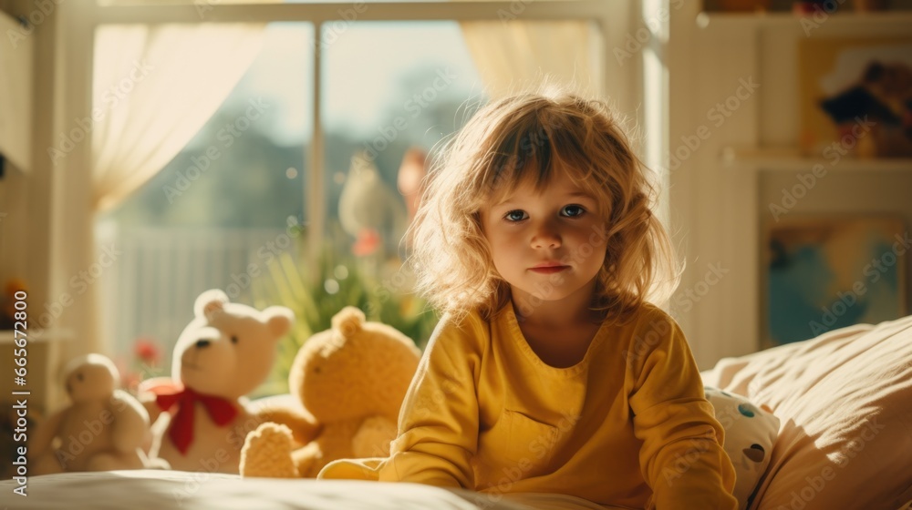 Cinematic Shot of a Child in a Nursery Cinematic Shot of a Child in a Nursery