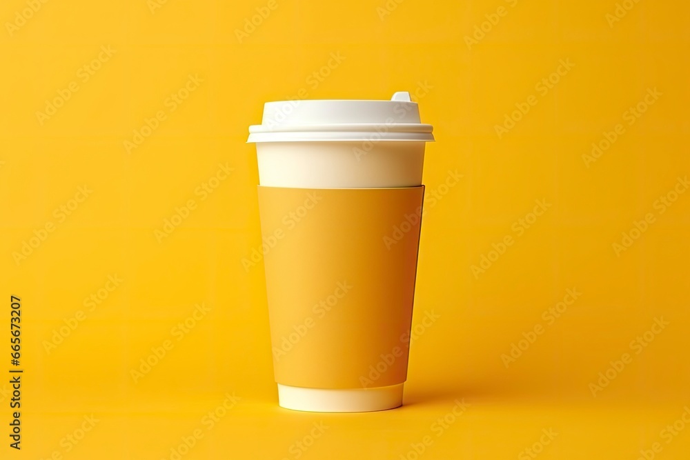 Blank coffee cup isolated on yellow background. Blank coffee cup isolated on yellow background.