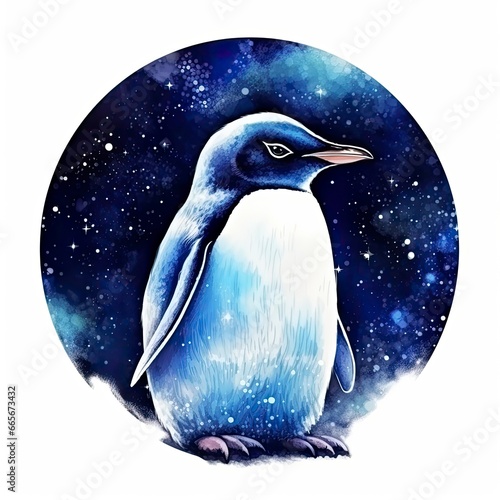 Watercolor Penguin for T-shirt design.