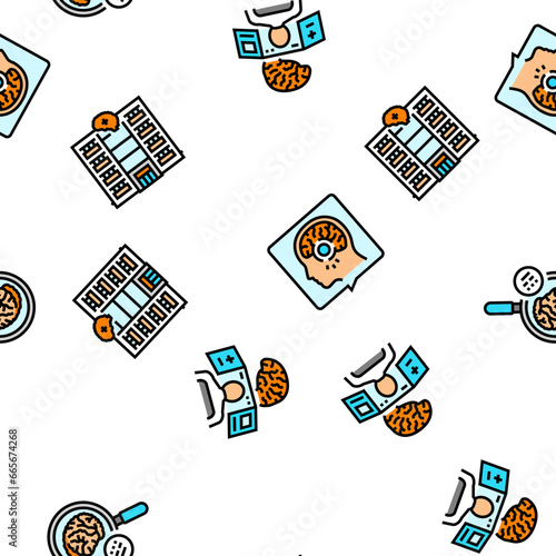 brain neurologist doctor vector seamless pattern thin line illustration