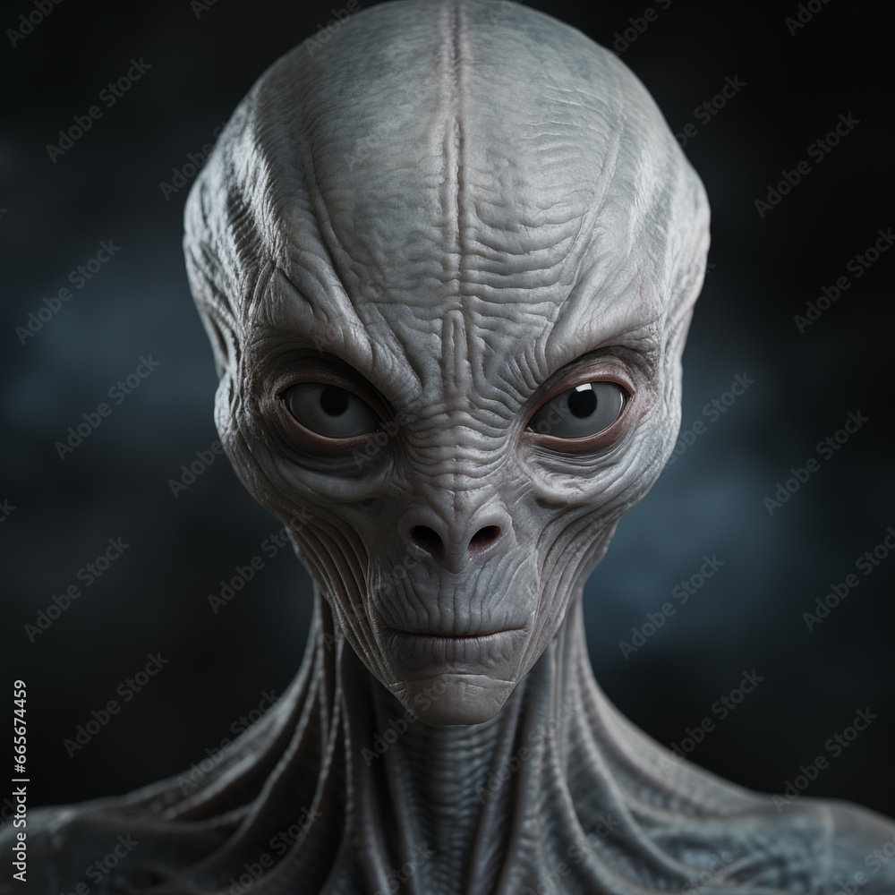 closeup of a grey alien closeup of a grey alien