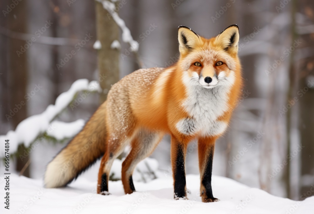Red fox standing on snow. Red fox standing on snow.