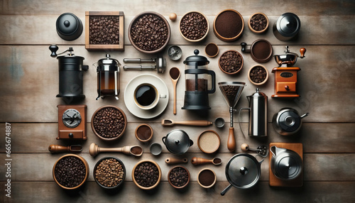 Coffee beans and brewing equipment photo
