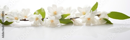 Jasmine flowers on white surface. © Anowar