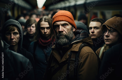 people are on a subway train waiting for their train to go