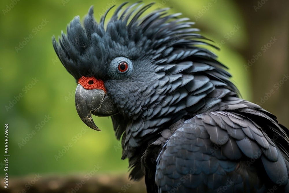 Fototapeta premium A Beautful Red Tailed Black Cockatoo.