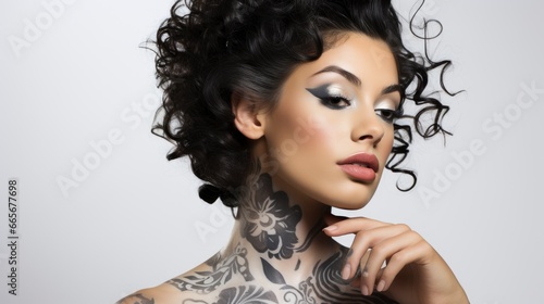 Brunette Woman With Vitiligo Posingphotorealistic, Background Image , Beautiful Women, Hd