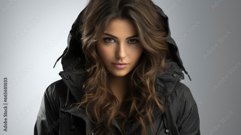 Young Beautiful Female Holding Elbows Near Face Jacke, Background Image , Beautiful Women, Hd