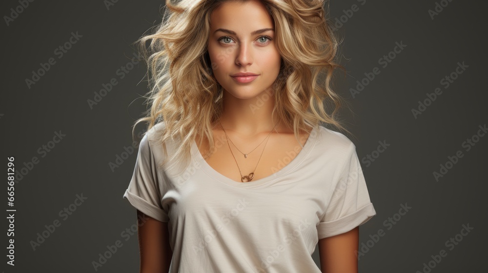 Young Blonde Woman With White T Shirtphotorealistic, Background Image , Beautiful Women, Hd