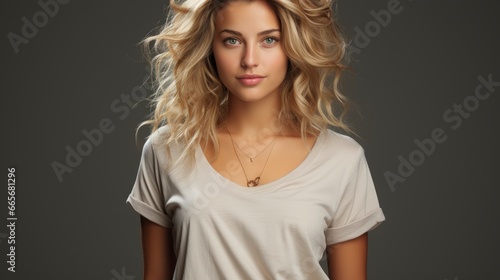 Young Blonde Woman With White T Shirtphotorealistic, Background Image , Beautiful Women, Hd