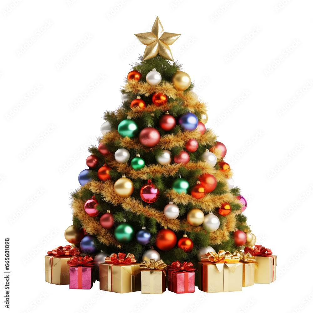 Christmas tree with decorations and presents Christmas tree with decorations and presents