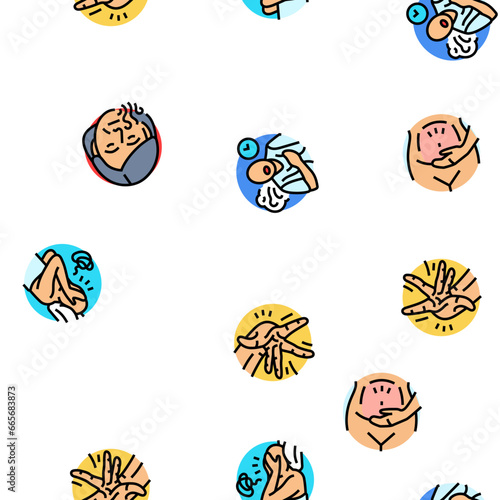 disease symptom health vector seamless pattern thin line illustration