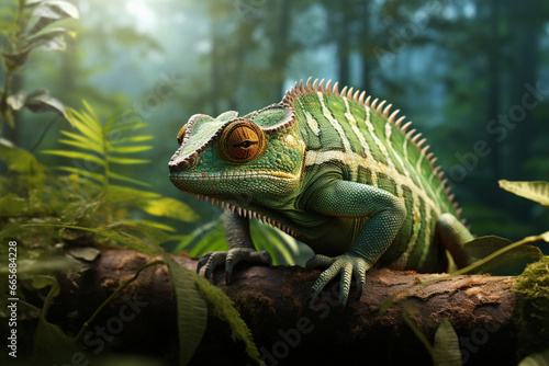 green iguana on the tree © SadiGrapher
