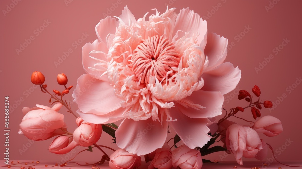 Obraz premium Gender Venus Symbol Made Pills Peony Flower Pink Back , Background Image 