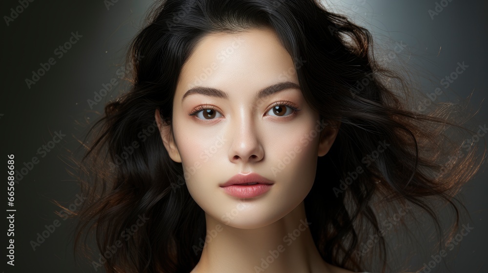 Fototapeta premium Skincare Makeup Concept Beautiful Asian Female Woman , Background Image , Beautiful Women, Hd