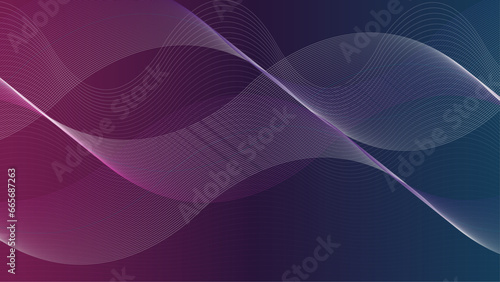 Beautiful purple abstract background. Violet neutral backdrop for presentation design. Vector illustration. Wave with lines created using blend tool. Curved wavy line, smooth
