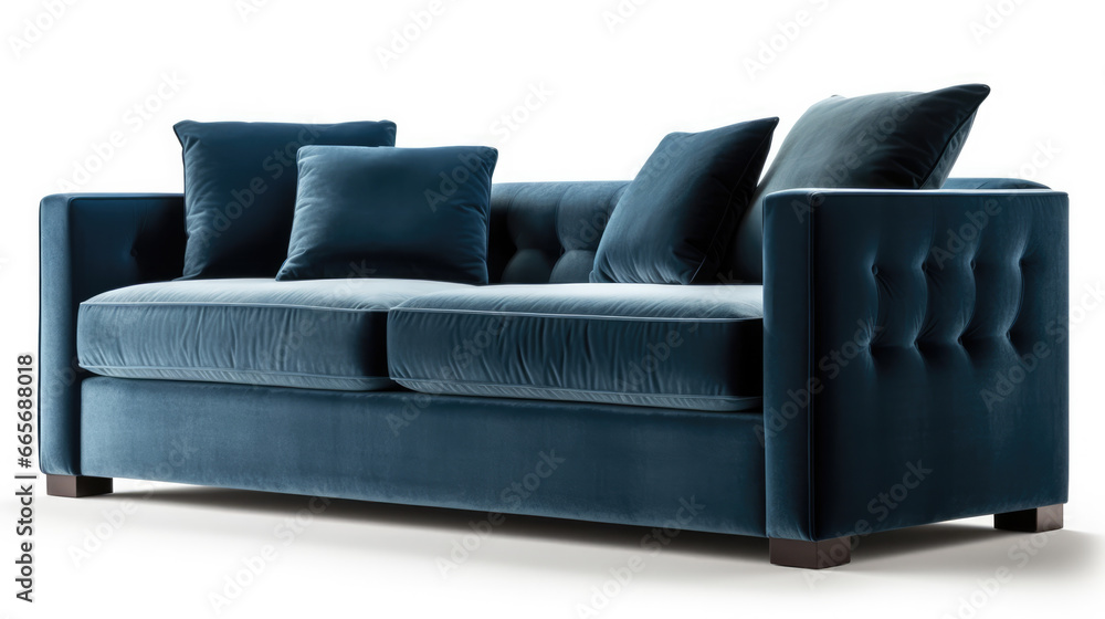 Obraz premium Sleek, contemporary sofa in a minimalist setting, embodying elegance and comfort for modern living spaces