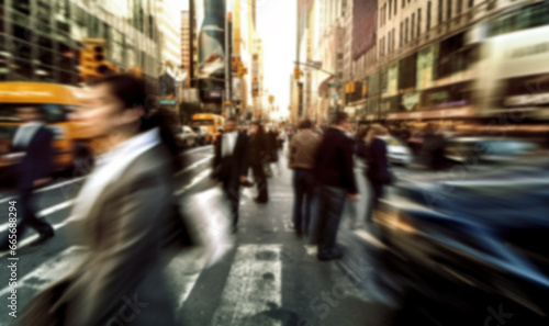 Crowd of people multiracial people walking in the city.Blurred crowd of unrecognizable at the street. Busy streets business shopping area. Blurred defocused background