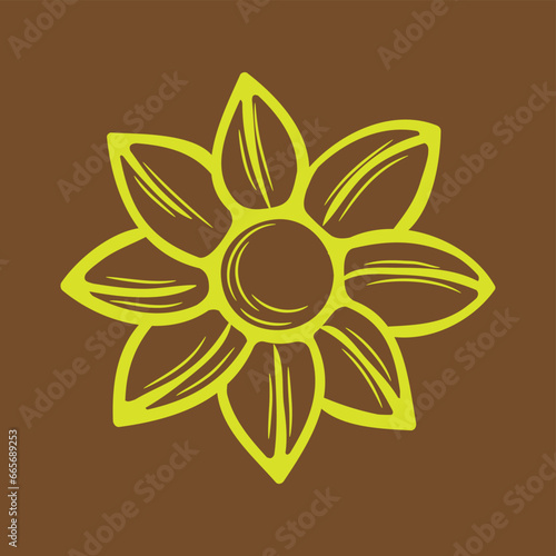 Floral vector, clip art, and symbol. Flat design of element floral concept and simple design for decoration