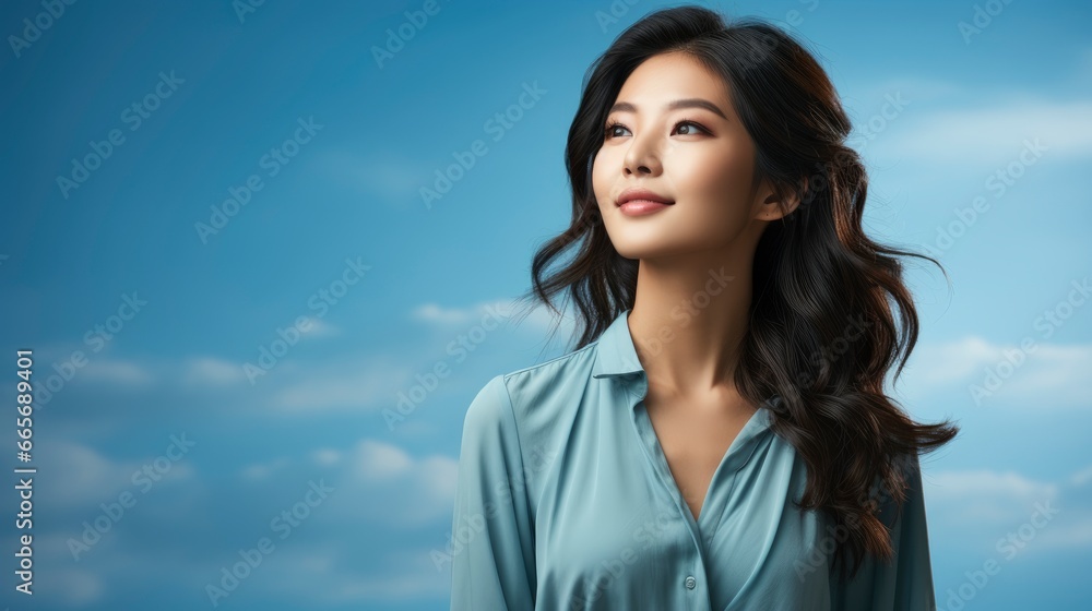 Portrait Young Asian Woman Standing Blue Backgroundph, Background Image , Beautiful Women, Hd Portrait Young Asian Woman Standing Blue Backgroundph, Background Image , Beautiful Women, Hd