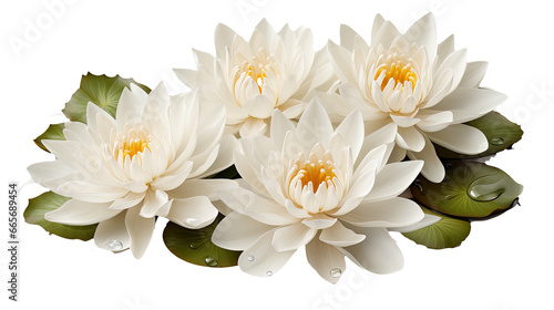 White water Lilly flower isolated on transparent Background