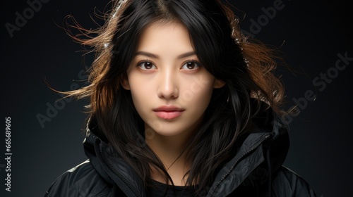 Portrait Young Japanese Woman With Jacketphotorealist, Background Image , Beautiful Women, Hd