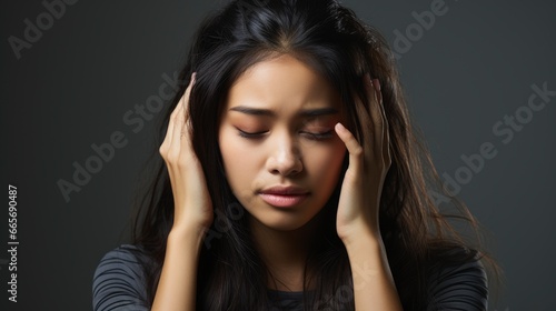 Portrait Asian Woman Close Eyes Frown , Background Image , Beautiful Women, Hd