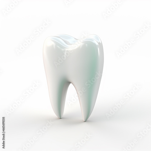3D Tooth Isolated on Light White Background Dental Concept Healthy Teeth Render, Dental Care Professional Banner.
