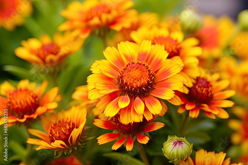 Gaillardia or Blanket Flower. Bright and Colorful Shades of Warm Tones.