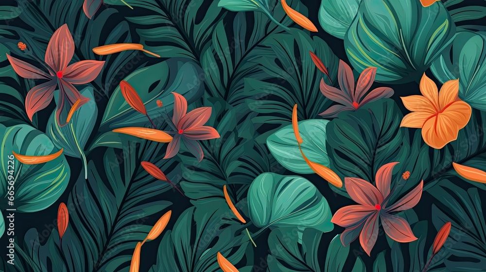 seamless pattern with tropical leaves seamless pattern with tropical leaves