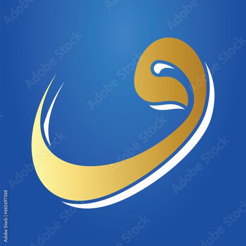 Golden Arabic Waaw (Vav) Letter Vector