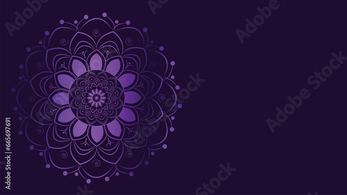 Abstract Mandala in golden and purple combination. This simple mandala can make your project more colorful or festival mode.